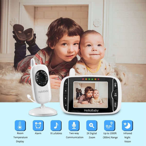 Hellobaby Monitor De Video Para Bebés Con 2 Cámaras Y Pantal