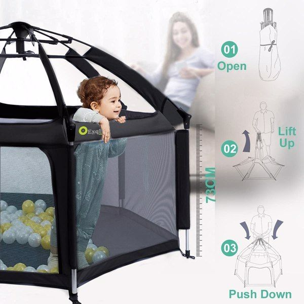 Parque para bebés portátil con colchón