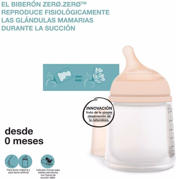 Suavinex, Pack de Tetinas para Biberón Anticólicos Zero Zero, Flujo  Adaptable, Especial Lactancia Mixta, +0 meses, 2 Unidades : : Bebé